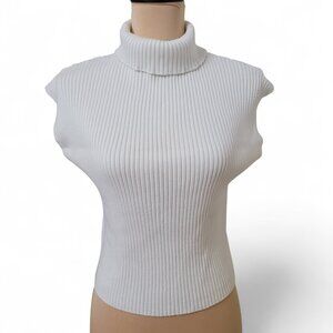 SHEIN Size S (4) White Turtleneck/Mock Neck Sleeveless Sweater